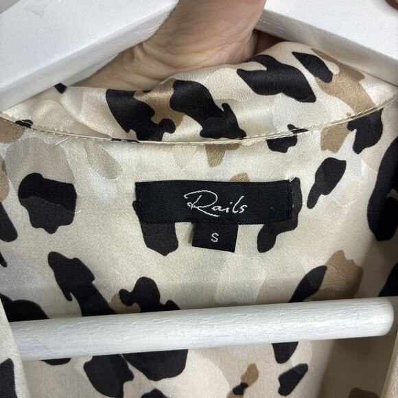 Rails Rebel Abstract Animal Print Silk Button Up Blouse S - Picture 11 of 11